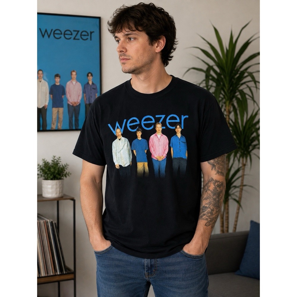 Weezer Blue Album Band T Shirt Black TeeStyled Rock Music Tee Mens XL -1683